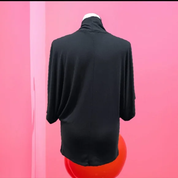 Ashley Stewart Jersey Blouse Top Oversized Kimono Sleeve Black Versatile Wear 1X - Picture 6 of 9